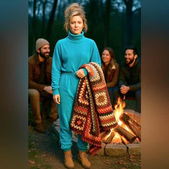 VTG I. Magnin, Truly a Piece 70βs Americana,Softest Velour,Jumpsuit,EUC,Size S - Picture 2 of 15